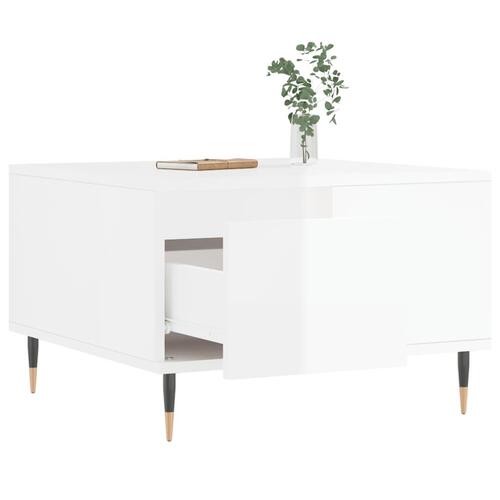 Sofabord 55x55x36,5 cm konstrueret træ hvid højglans