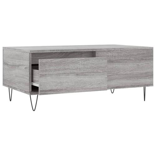 Sofabord 90x50x36,5 cm konstrueret træ grå sonoma-eg