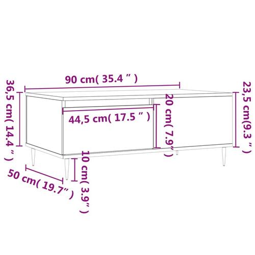 Sofabord 90x50x36,5 cm konstrueret træ betongrå