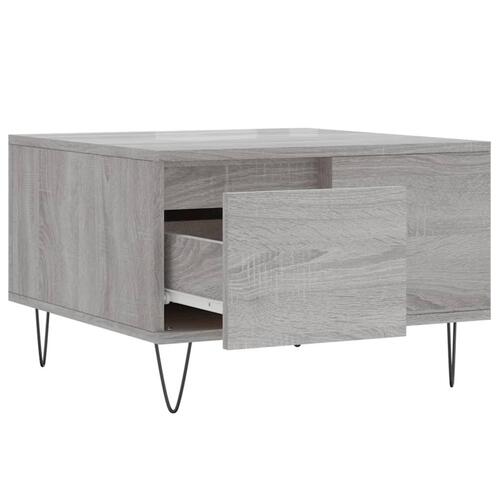 Sofabord 55x55x36,5 cm konstrueret træ grå sonoma-eg