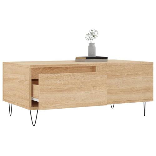 Sofabord 90x50x36,5 cm konstrueret træ sonoma-eg