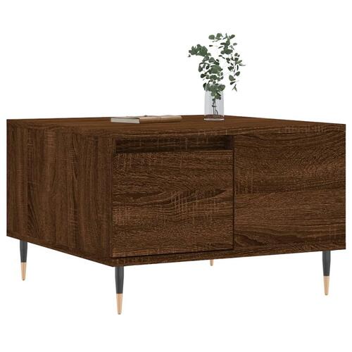 Sofabord 55x55x36,5 cm konstrueret træ brun egetræsfarve