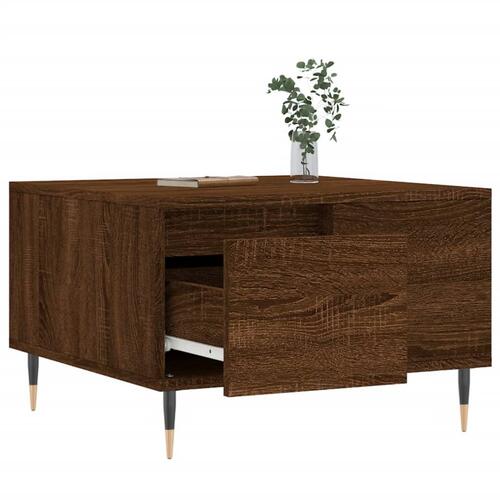 Sofabord 55x55x36,5 cm konstrueret træ brun egetræsfarve