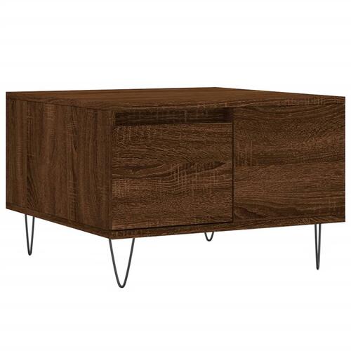 Sofabord 55x55x36,5 cm konstrueret træ brun egetræsfarve