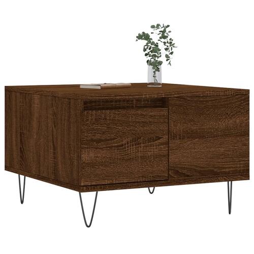 Sofabord 55x55x36,5 cm konstrueret træ brun egetræsfarve