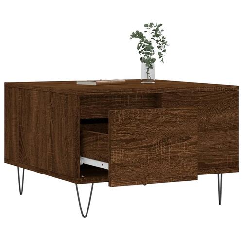 Sofabord 55x55x36,5 cm konstrueret træ brun egetræsfarve