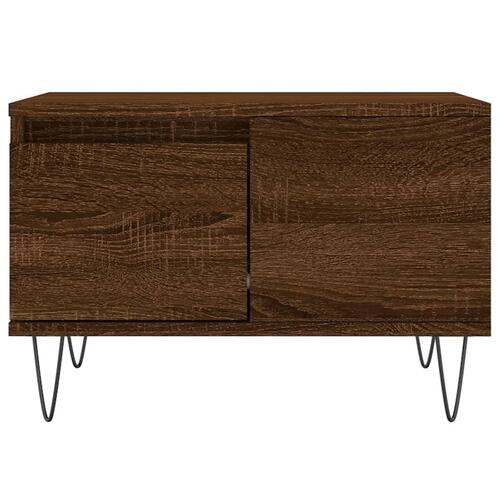 Sofabord 55x55x36,5 cm konstrueret træ brun egetræsfarve