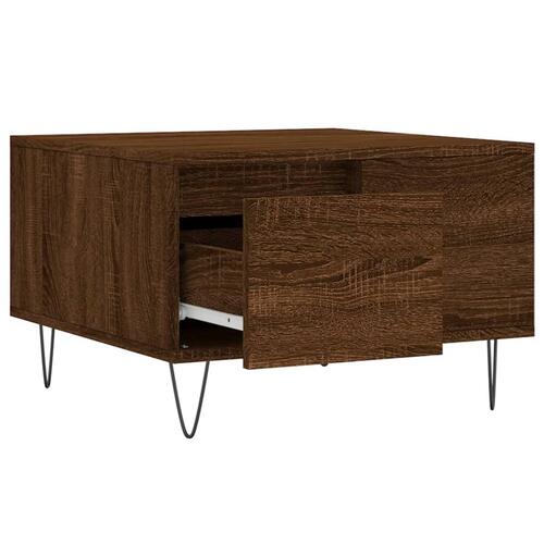 Sofabord 55x55x36,5 cm konstrueret træ brun egetræsfarve