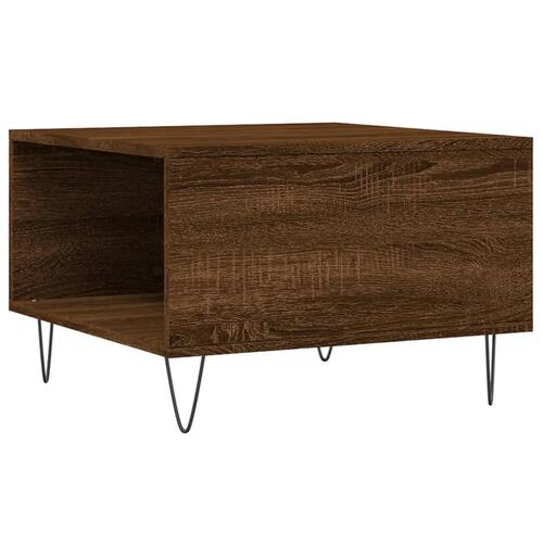 Sofabord 55x55x36,5 cm konstrueret træ brun egetræsfarve