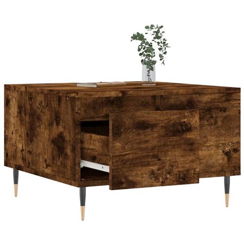 Sofabord 55x55x36,5 cm konstrueret træ røget egetræsfarve