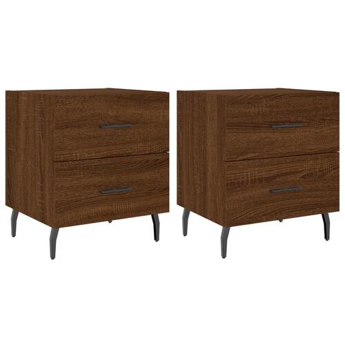 Sengeborde 2 stk. 40x35x47,5 cm konstrueret træ brunt egetræ