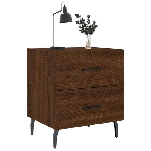 Sengeborde 2 stk. 40x35x47,5 cm konstrueret træ brunt egetræ