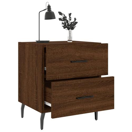 Sengeborde 2 stk. 40x35x47,5 cm konstrueret træ brunt egetræ