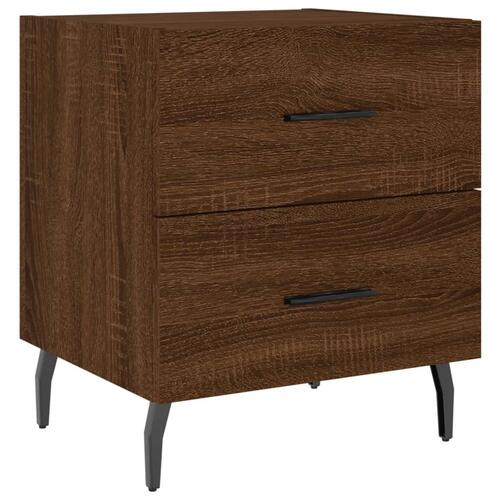 Sengeborde 2 stk. 40x35x47,5 cm konstrueret træ brunt egetræ