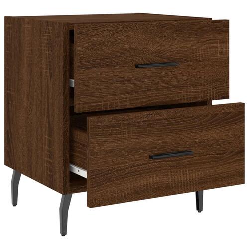 Sengeborde 2 stk. 40x35x47,5 cm konstrueret træ brunt egetræ