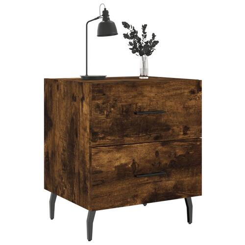 Sengeborde 2 stk. 40x35x47,5 cm konstrueret træ røget egetræ
