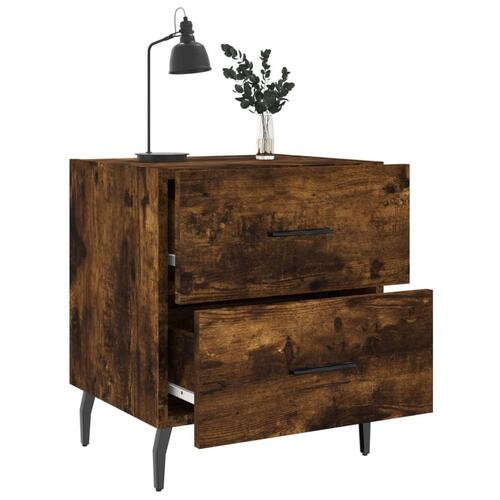 Sengeborde 2 stk. 40x35x47,5 cm konstrueret træ røget egetræ