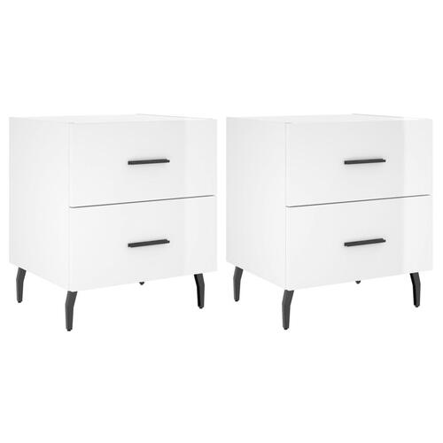 Sengeborde 2 stk. 40x35x47,5 cm konstrueret træ hvid højglans