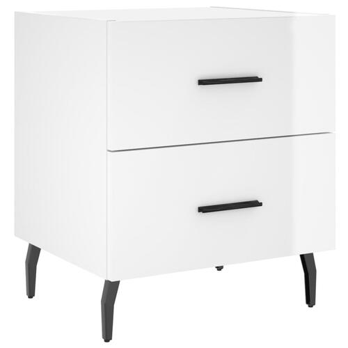 Sengeborde 2 stk. 40x35x47,5 cm konstrueret træ hvid højglans