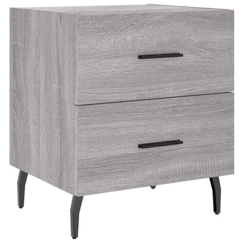 Sengeborde 2 stk. 40x35x47,5 cm konstrueret træ grå sonoma-eg