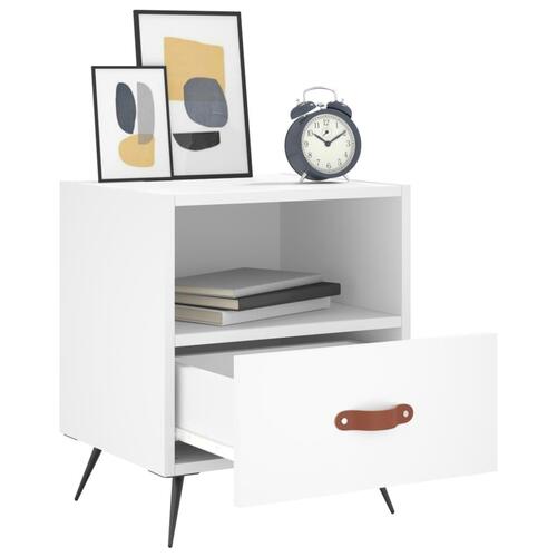 Sengebord 40x35x47,5 cm konstrueret træ hvid