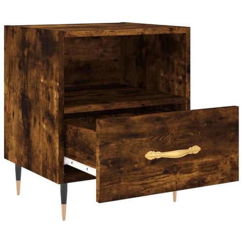 Sengebord 40x35x47,5 cm konstrueret træ røget egetræ