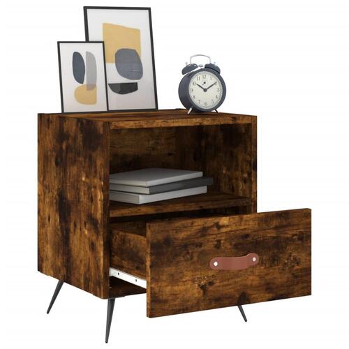 Sengebord 40x35x47,5 cm konstrueret træ røget egetræ