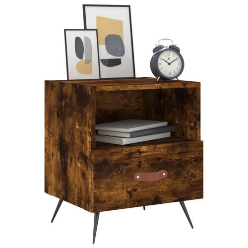 Sengebord 40x35x47,5 cm konstrueret træ røget egetræ
