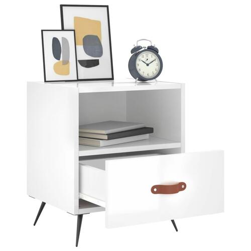 Sengebord 40x35x47,5 cm konstrueret træ hvid højglans