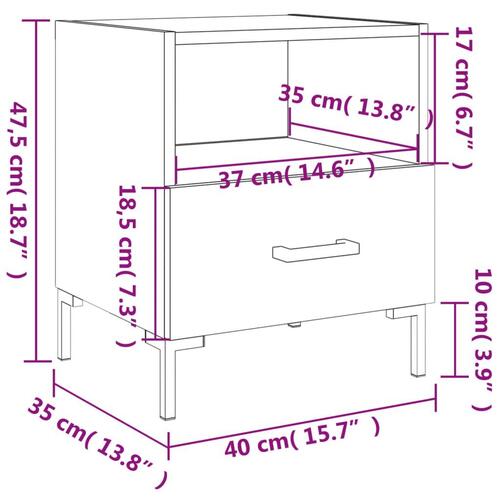 Sengebord 40x35x47,5 cm konstrueret træ sort