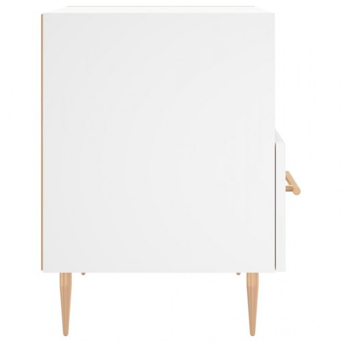 Sengebord i hvidt konstrueret træ - 40 × 35 × 47,5 cm med skuffe og åbent rum