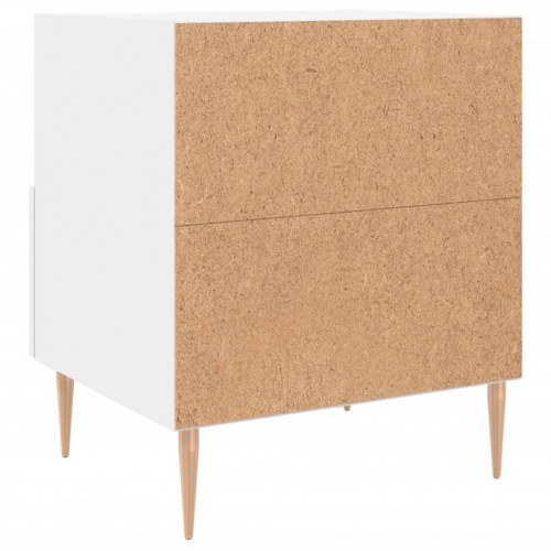 Sengebord i hvidt konstrueret træ - 40 × 35 × 47,5 cm med skuffe og åbent rum