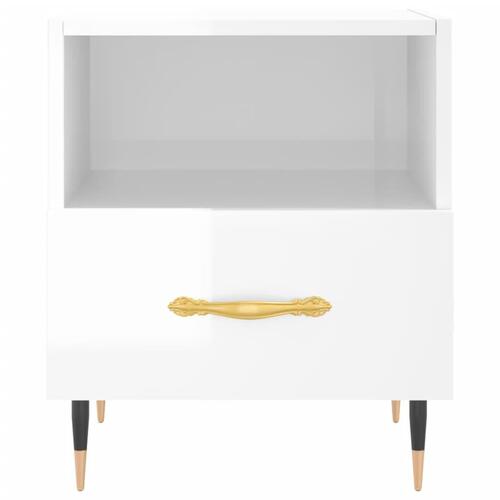 Sengebord 40x35x47,5 cm konstrueret træ hvid højglans