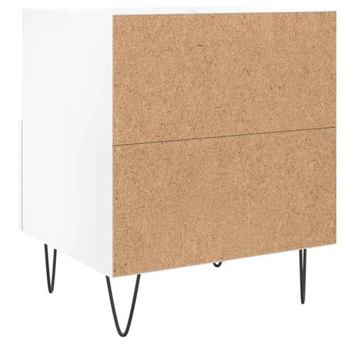 Sengebord 40x35x47,5 cm konstrueret træ hvid højglans