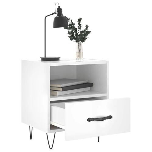 Sengebord 40x35x47,5 cm konstrueret træ hvid højglans