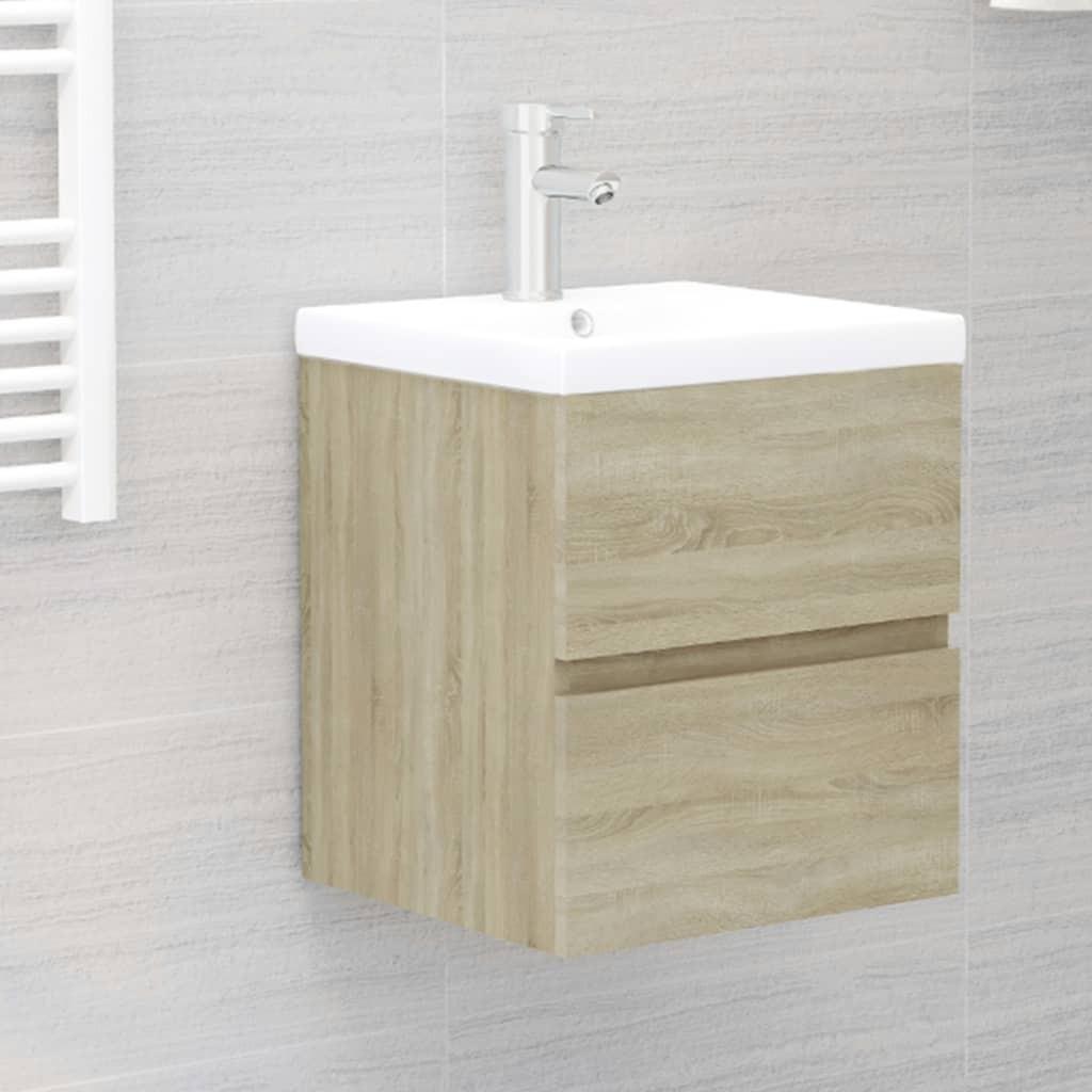 Skab til håndvask 41x38,5x45 cm konstrueret træ sonoma-eg