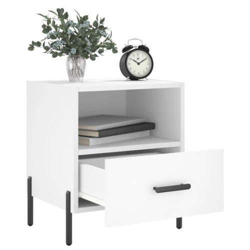 Sengebord 40x35x47,5 cm konstrueret træ hvid