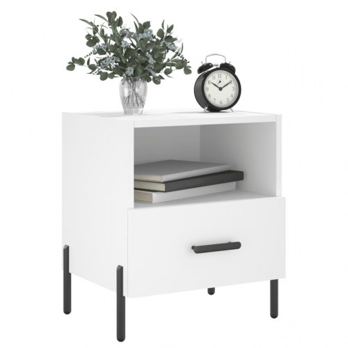 Sengebord 40x35x47,5 cm konstrueret træ hvid