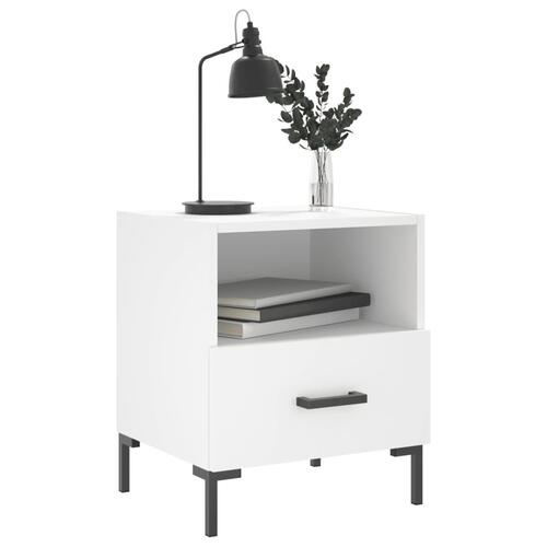 Sengebord 40x35x47,5 cm konstrueret træ hvid