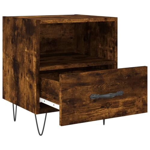 Sengebord 40x35x47,5 cm konstrueret træ røget egetræ