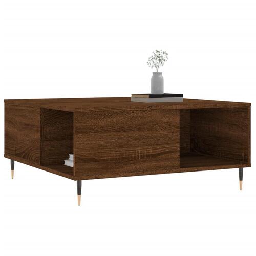 Sofabord 80x80x36,5 cm konstrueret træ brun egetræsfarve