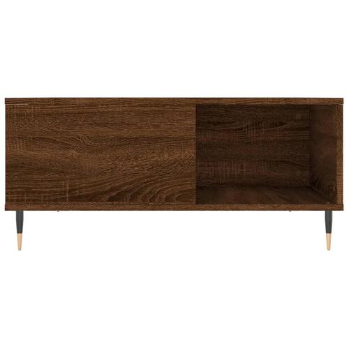 Sofabord 80x80x36,5 cm konstrueret træ brun egetræsfarve
