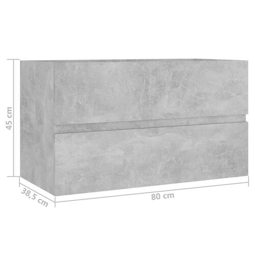 Skab til håndvask 80x38,5x45 cm konstrueret træ betongrå
