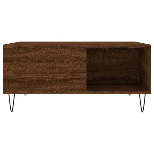 Sofabord 80x80x36,5 cm konstrueret træ brun egetræsfarve