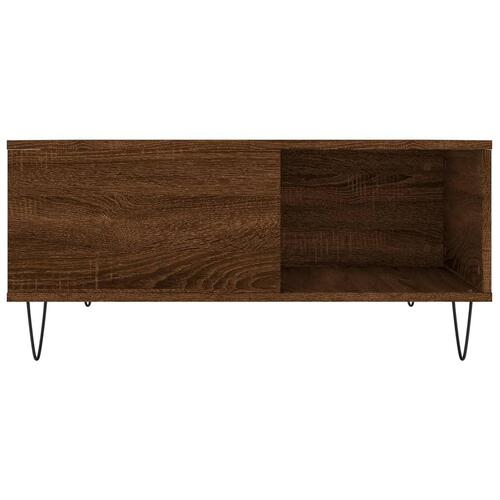 Sofabord 80x80x36,5 cm konstrueret træ brun egetræsfarve
