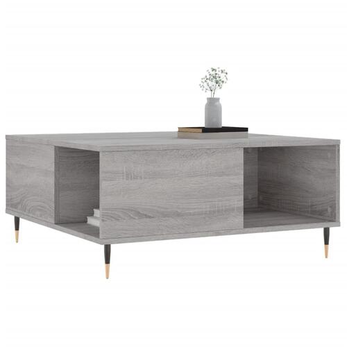Sofabord 80x80x36,5 cm konstrueret træ grå sonoma-eg