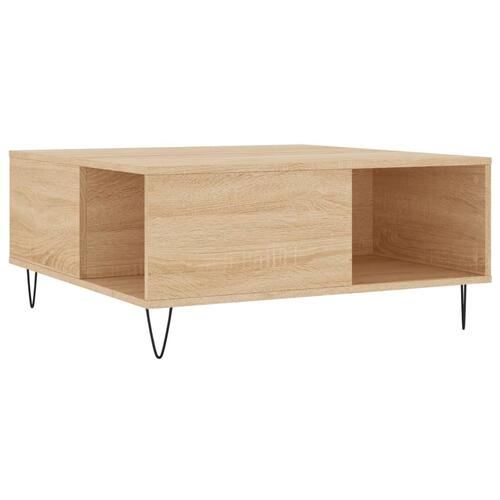 Sofabord 80x80x36,5 cm konstrueret træ sonoma-eg