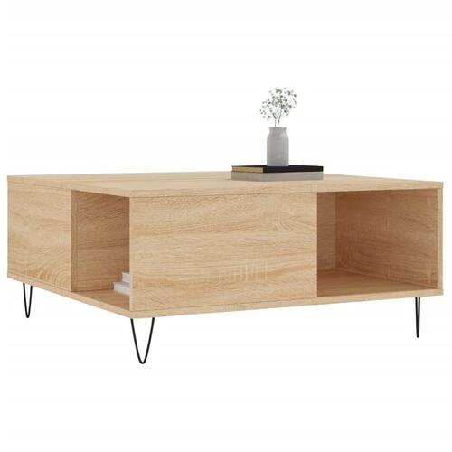 Sofabord 80x80x36,5 cm konstrueret træ sonoma-eg