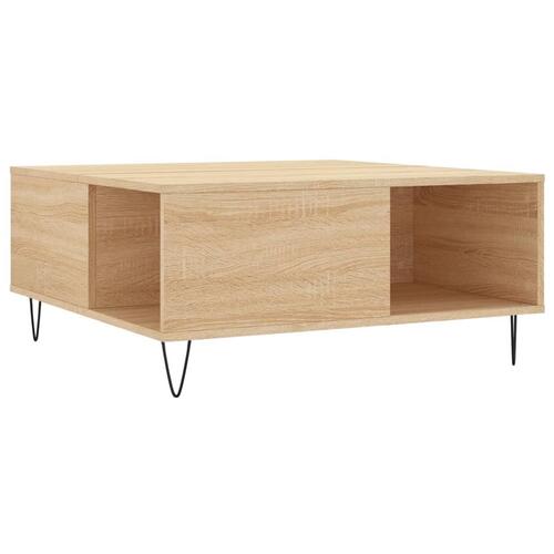 Sofabord 80x80x36,5 cm konstrueret træ sonoma-eg