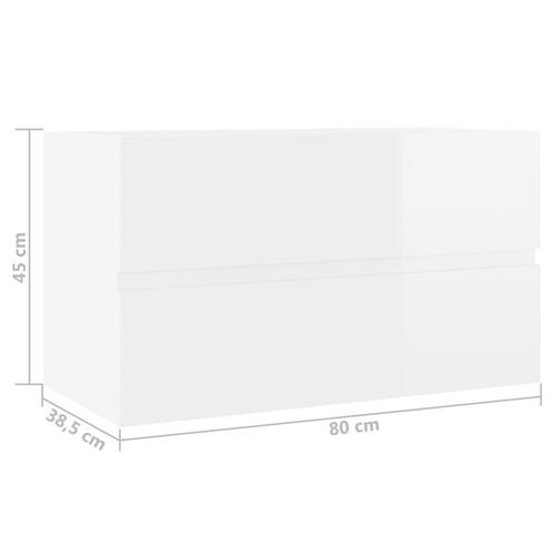 Skab til håndvask 80x38,5x45 cm konstrueret træ hvid højglans